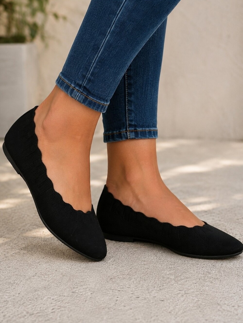 Skechers Cleo Bewitch Y2K Boho Minimalist Scalloped Comfort Ballet Flats 7M